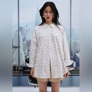 For Love & Lemons Oversized Floral Button Up Shirt NWT Size L
